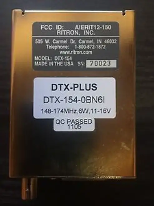 Ritron Plus Dtx-154-Obn6I 148-174 Mhz Wireless Data Transceiver 11-16V 6-Watt