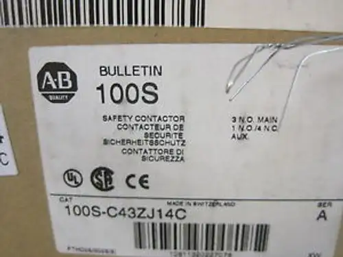 Allen Bradley 100S-C43Zj14C Safety Contactor 100Sc43Zj14C