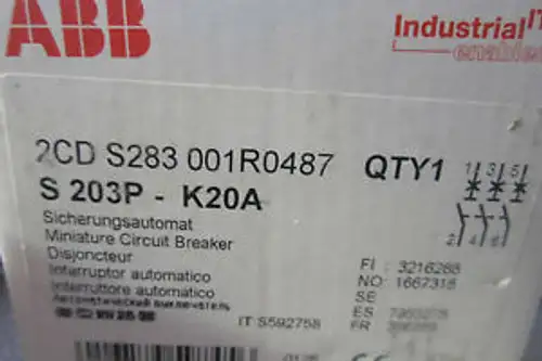 Neu ABB S203P-K20A STROMKREISBRUCHSCHALTER S203PK20A