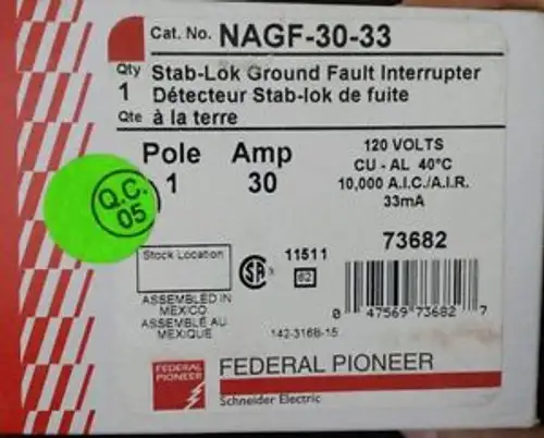 Federal 30A Gfi-Schutzschalter Nagf-30-33