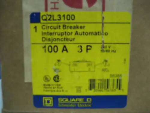 Square D 100 Amp 3 Pole Q2L3100 A-01B interruttore automatico