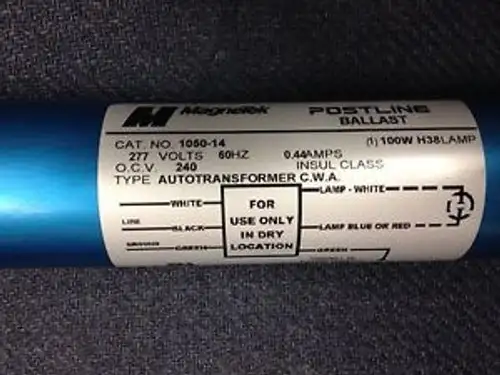 Magnetek / Universal 1050-14 Reattore Postline 277V per 100W H38 a vapore di mercurio