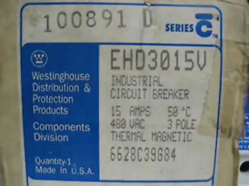 New Cutler Hammer 15 Amp 3 Pole Breaker Type Ehd 14K~Ehd3015V Yc-134