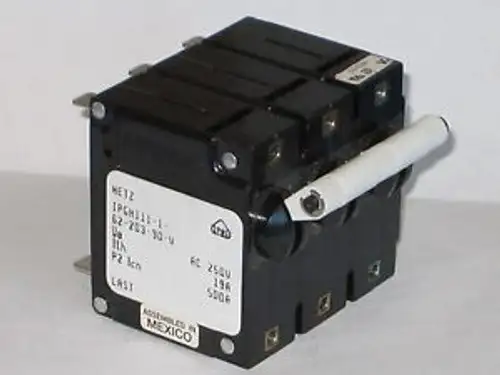 AIRPAX IPGH111-1-62-203-90-V 20A 3-POLE 250VAC CIRCUIT BREAKER