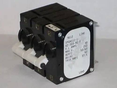 AIRPAX IPGH111-1-62-303-90-V 30A 3-POLE 250VAC CIRCUIT BREAKER