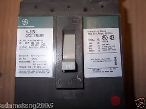 GE THED thed136020 20 Ampere 3 poliger 600v Unterbrecher GRAY BREAKER
