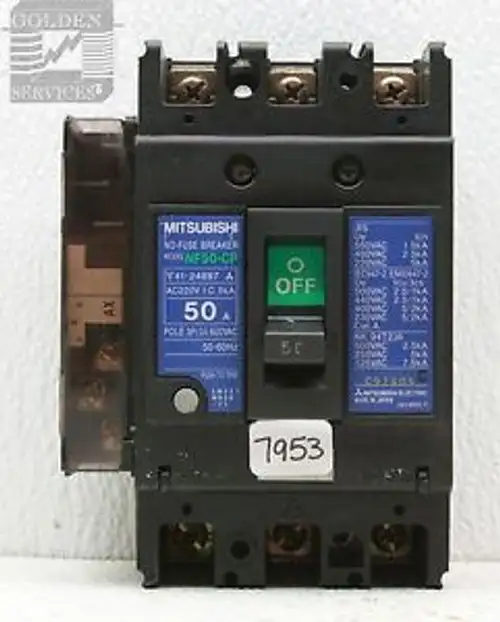 Mitsubishi Nf50-Cp 600V 50A 3P Circuit Breaker With Auxiliary Switch