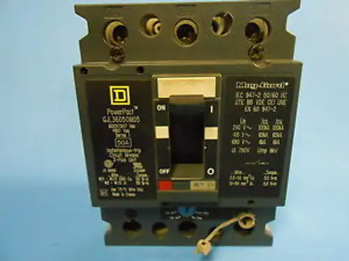 Square D Gjl36050M05 50 Amp 3 Pole Powerpact Circuit Breaker