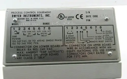Dwyer Dhii-006 Digihelic Differential Pressure Controller