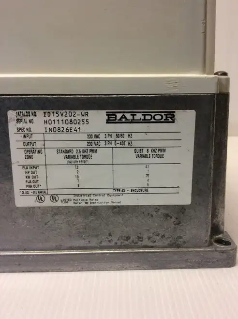 Azionamento a coppia variabile Baldor ricondizionato Modello: ID15V202-WR 2HP