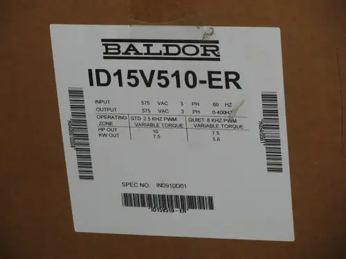New Baldor 10 HP Variable Torque Inverter Drive ID15V510-ER