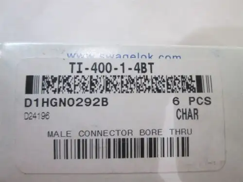 New Swagelok Titanium Ti-400-1-4Bt Of 6 Male Connector Bore Thru