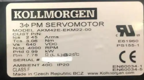 Kollmorgen Pm Servomotor Model Akm42E Ekm22-00