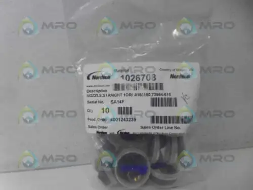 Nordson 1026708 Straight Nozzle Pk Of 10 In Factory Bag