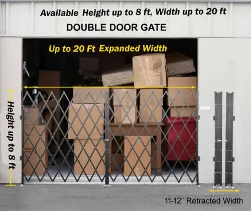 Portone di sicurezza pieghevole a forbice 7' alto X 6-8' larghezza Extemded Doppie porte