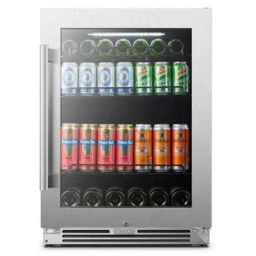 Lanbopro 24 Inch Stainless Steel Undercounter Beverage Refrigerator 118 Can C...