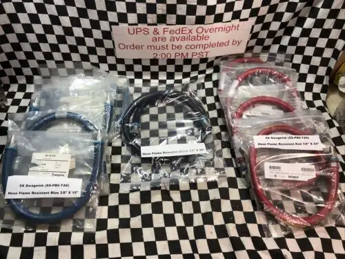 Swagelok Hose Flame Resistant Red 3/8" X 24" Blue 3/8" X 15" Black 3/8" X 36"