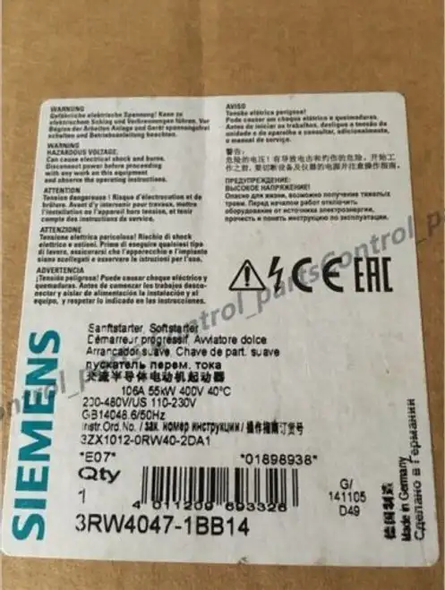 Siemens 3Rw4047-1Bb14 3Rw40471Bb14 55Kw bộ khởi động mềm