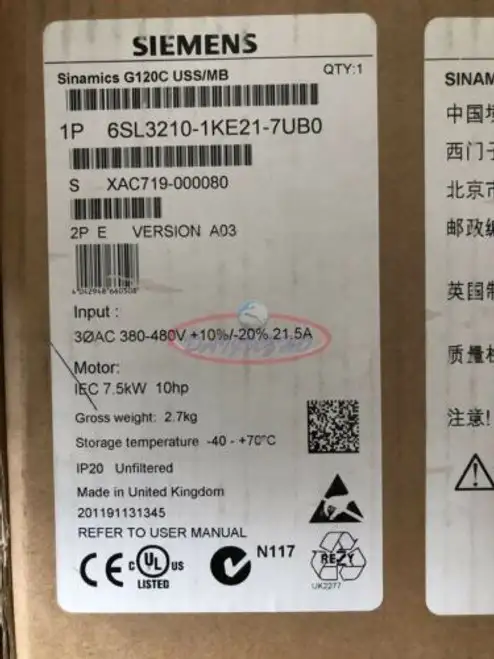 Siemens G120C 6Sl3210-1Ke21-7Ub0 變頻器