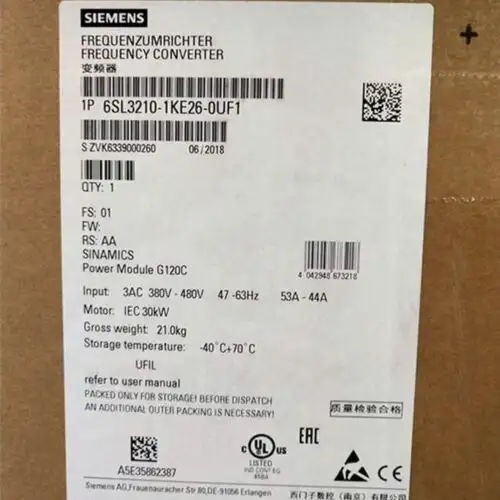 6Sl3210-1Ke26-0Uf1 1 Pcs Brand Siemens 6Sl32101Ke260Uf1 Inverters 30Kw Us