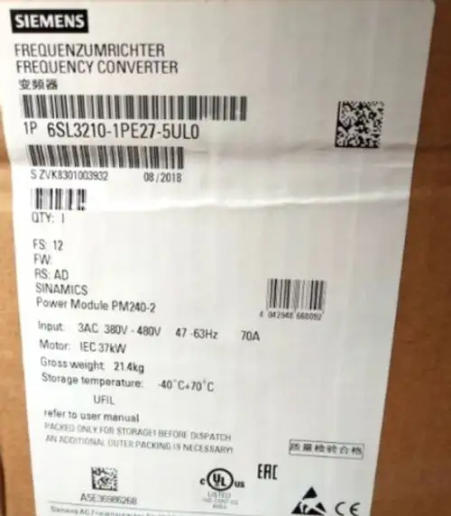 Siemens 6Sl3210-1Pe27-5Ul0 Inverter