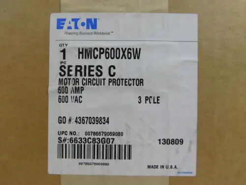 Eaton Nsb Hmcp600X6W Manual Motor Protectors Hmcp 3P 600A 600V J-K Frame