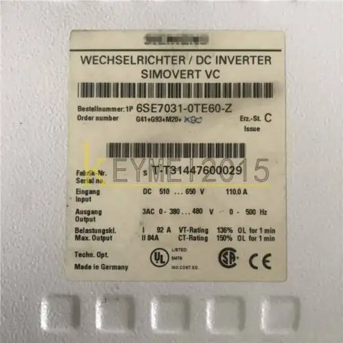 Siemens 6SE7031-0TE60-Z