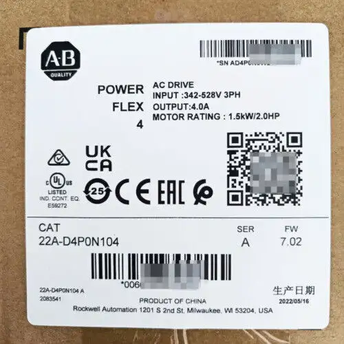 2022 est 22A-D4P0N104 Ser A Powerflex 4 交流驅動器