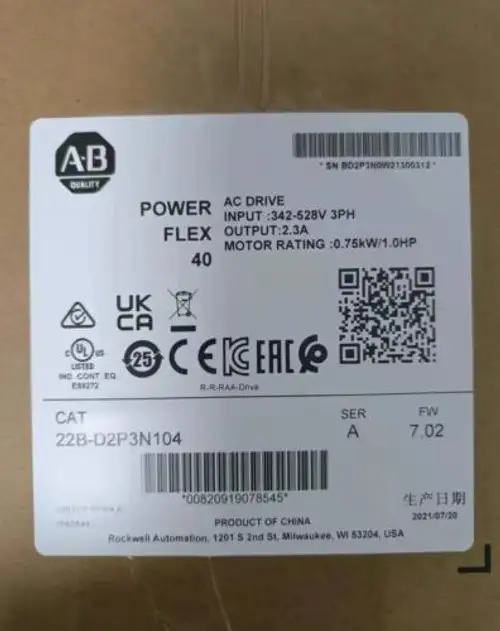 22B-D2P3N104 22Bd2P3N104 Powerflex 40 交流驅動器