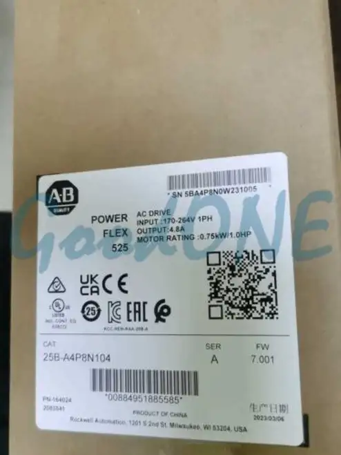 AB Powerflex 525 25B-A4P8N104 25Ba4P8N104 0.75Kw 1.0Hp 交流驅動器