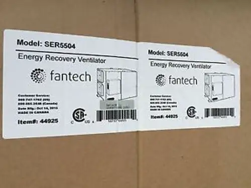44925 SER5504 FANTECH ENERGY RECOVERY VENTILATOR 15AMP 120V/60Hz 5.5A NOS